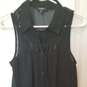 🩷5 for $50🩷 Sheer Black XOXO Blouse with Knot Tie